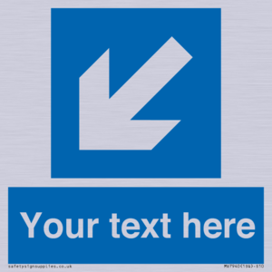 Custom Mandatory directional sign, blue arrow down and left